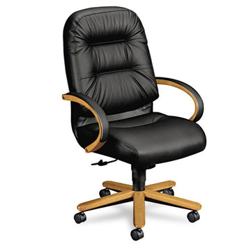 HON® Pillow-soft 2190 Series Executive High-back Chair, Supports 300 Lb, 16.75" To 21.25" Seat, Black Seat-back, Mahogany Base freeshipping - TVN Wholesale
